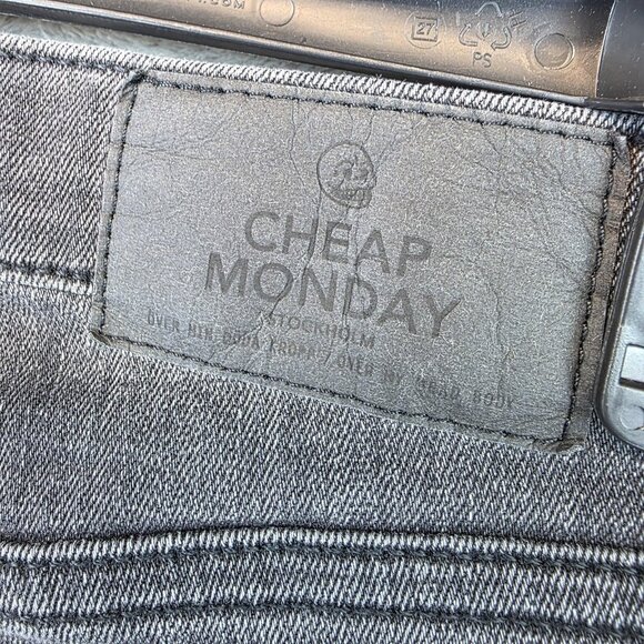 Cheap Monday Jeans Womens 27x32 Gray Second Skin Shadow Skinny Ripped Denim - Picture 9 of 14